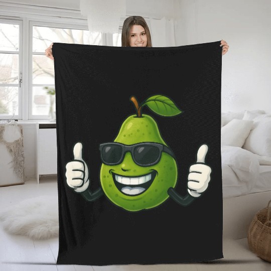 Cute cartoon pear guava fruit summer joy Fleece Blankets
