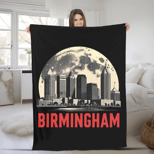 Birmingham City Albm Skyline Full Moon Fleece Blankets