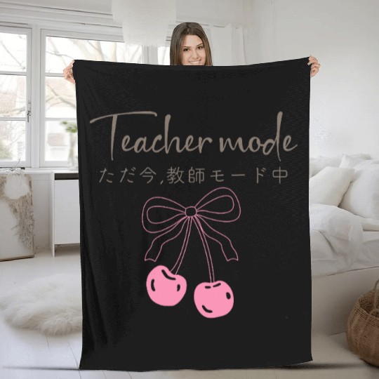 Teacher Mode Coquette Cherry Fleece Blankets
