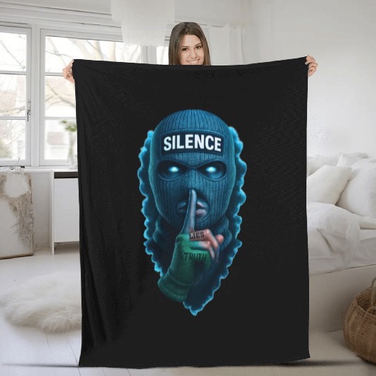 Silence Gangster Mask | Dark Streetwear | Urban St Fleece Blankets