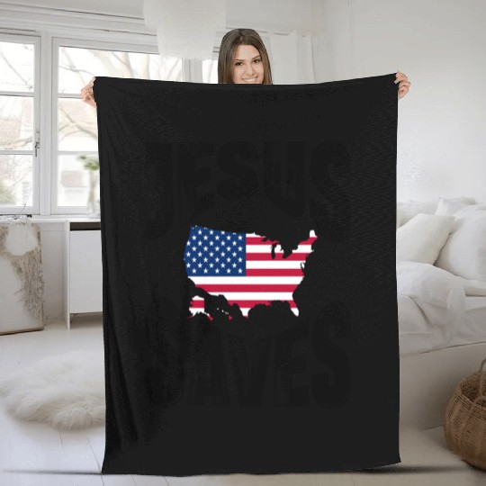 Jesus Saves USA Fleece Blankets