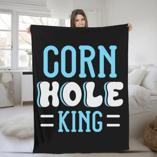 Cornhole King Distressed Badge Fleece Blankets