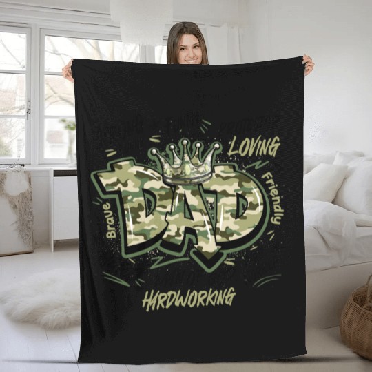 Camo Dad Design Fleece Blankets
