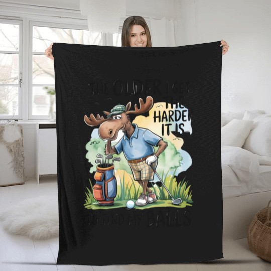 Funny Golf Moose Quote Fleece Blankets