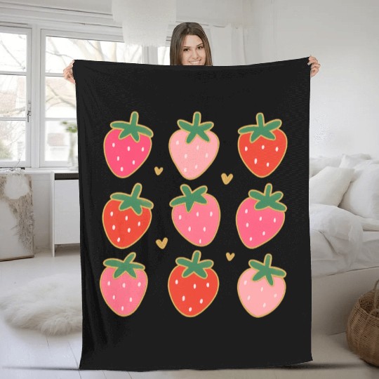 Strawberry Coquette Summer Vacation Fleece Blankets