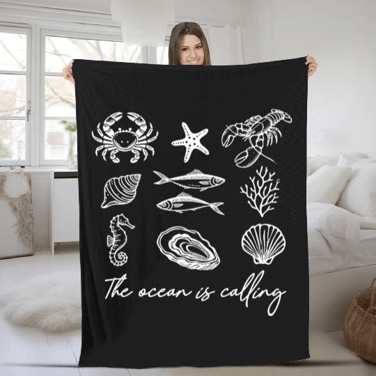 Summer vacation the ocean is calling Fleece Blankets