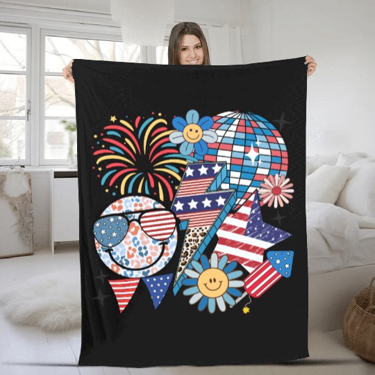 America Vibes Retro 4th of July Fleece Blankets