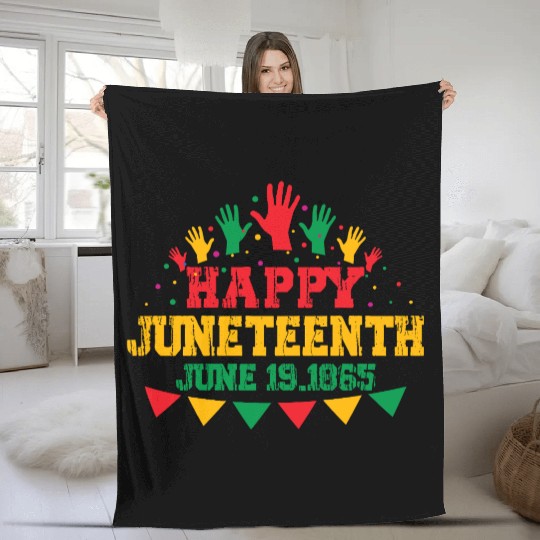 Happy juneteenth june 19 1865 Fleece Blankets