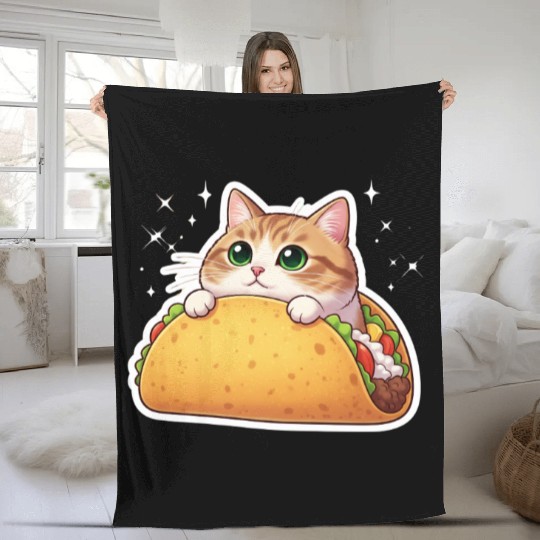 Taco Cat | Cute Kitty in a Taco | Purrfectly Tasty Fleece Blankets