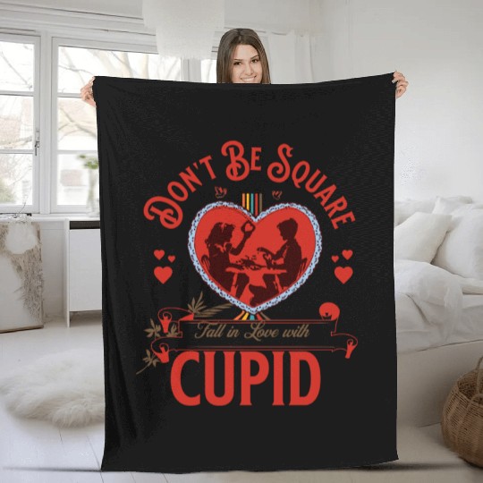 Vintage Dont Be Square Cupid Love Art Fleece Blankets