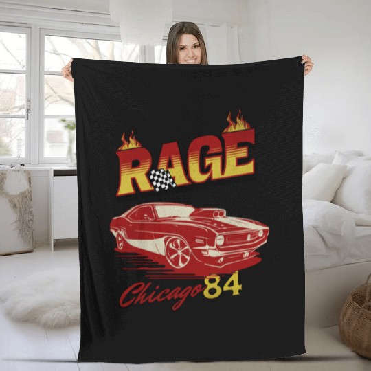 Vintage Rage Chicago 84 Muscle Car Art Fleece Blankets