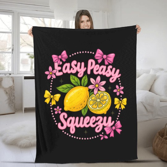 Preppy Lemon Summer Lemon Coquette Fleece Blankets