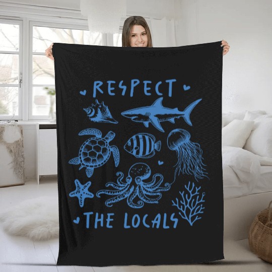 Beach Vacation Respect the locals Fleece Blankets
