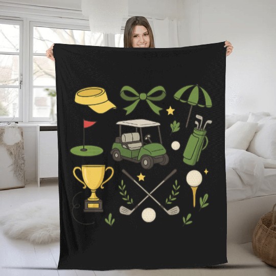 Preppy Golf Coquette Golf Fleece Blankets
