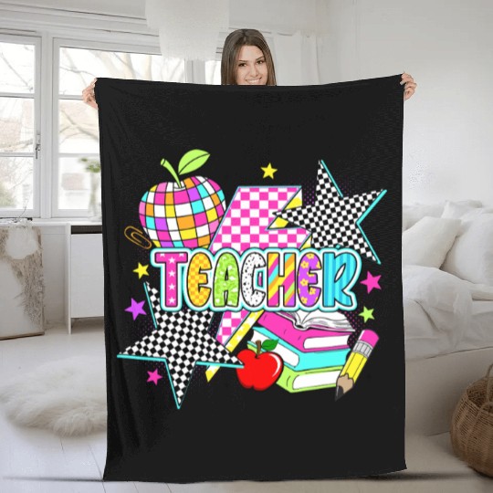 Retro Teacher Preppy Teacher Fleece Blankets