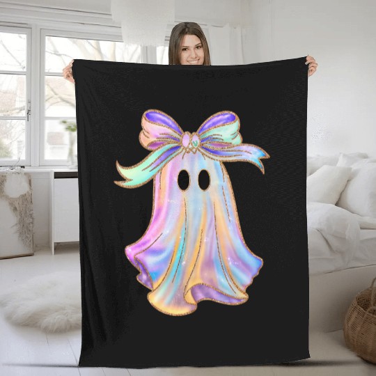 Iridescent Ghost Halloween Fleece Blankets