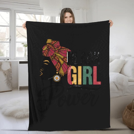 Juneteenth BLACK GIRL Power Fleece Blankets