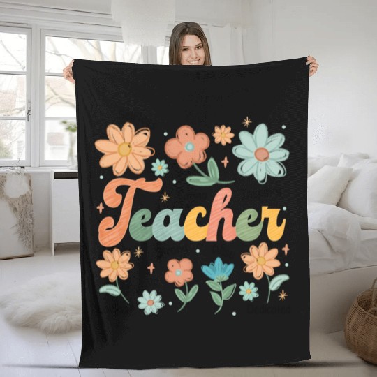 Teacher Wildflower Floral Teacher Fleece Blankets