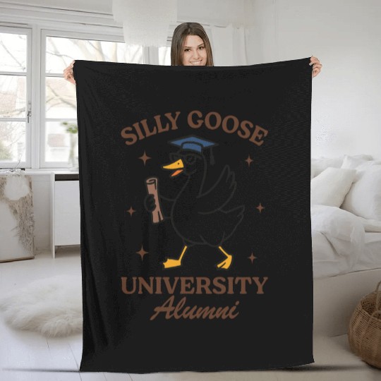 Silly goose university alumni Fleece Blankets