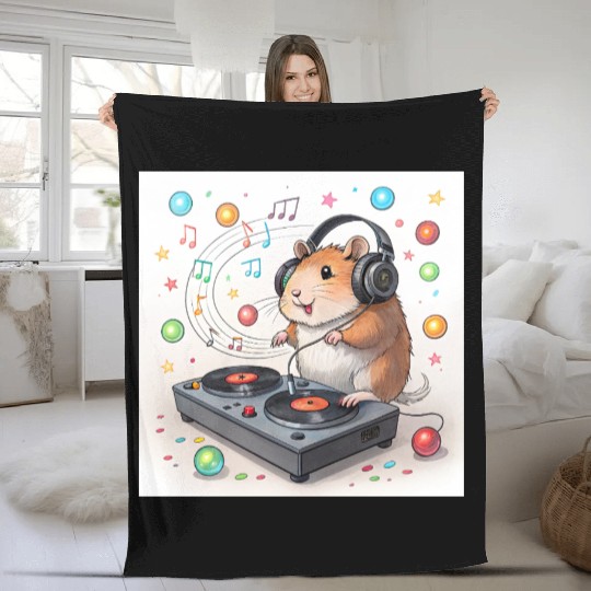 DJ Hamster – Tiny Paws, Big Beats! Fleece Blankets