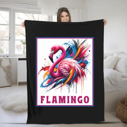 Graffiti Flamingo Explosion Fleece Blankets