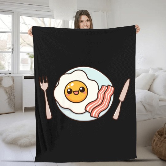 Whimsical Sunny Side Fried Egg Design Fleece Blankets