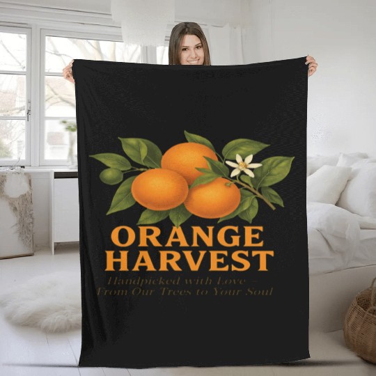 Sunkissed Groves Orange Harvest Fleece Blankets