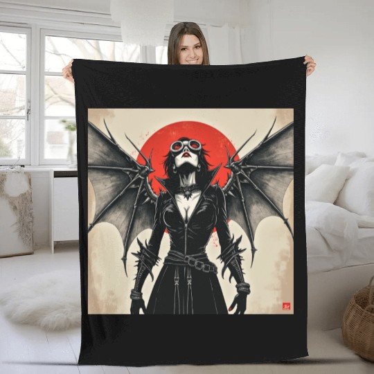 Lady Steampunk Vamp 19 Fleece Blankets