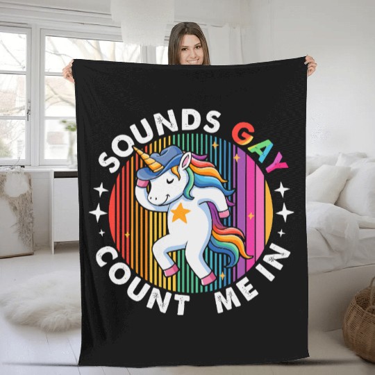 Dancing Unicorn Cowboy Hat Fleece Blankets
