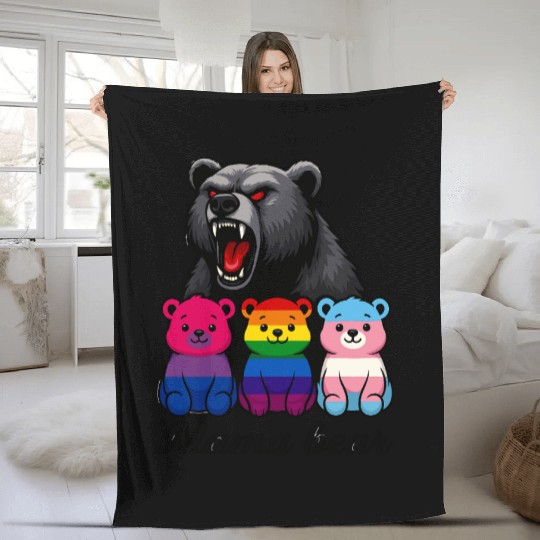 Mama Bear Pride Cubs Fleece Blankets