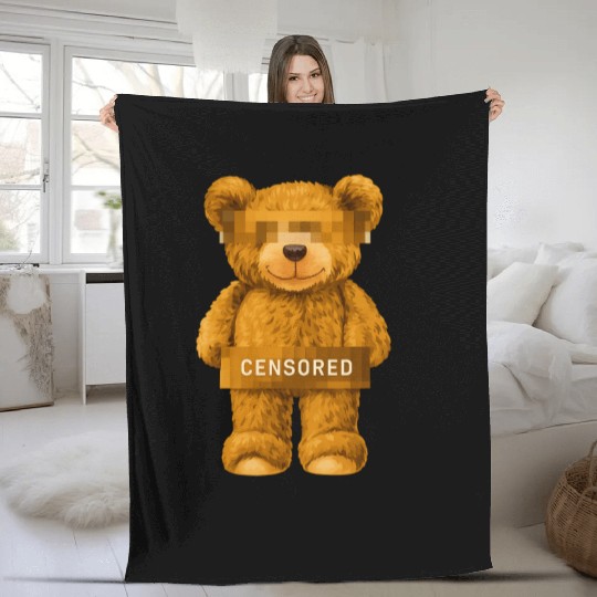 Censored Teddy Bear Fleece Blankets