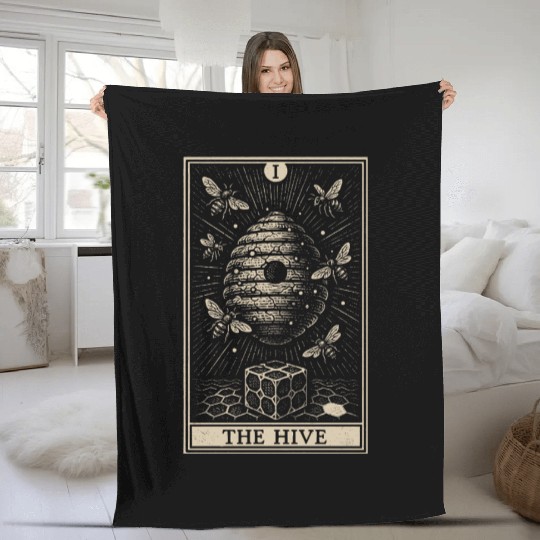 Bee Tarot Card – The Hive Symbol Fleece Blankets