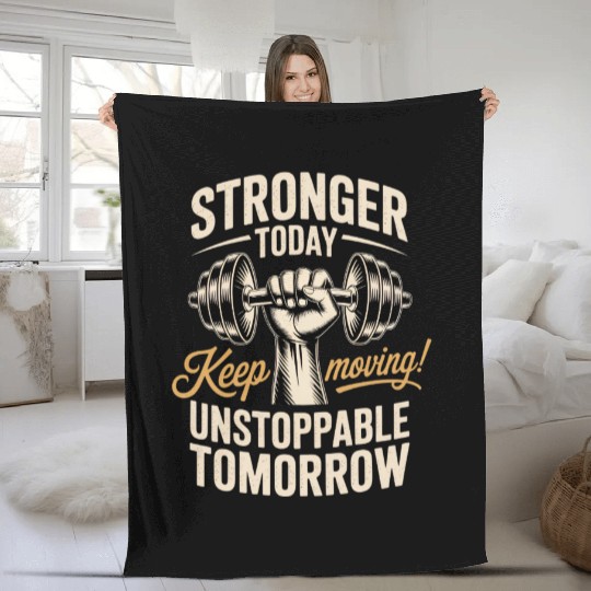 Stronger Every Step – Fitness Motivation Fleece Blankets