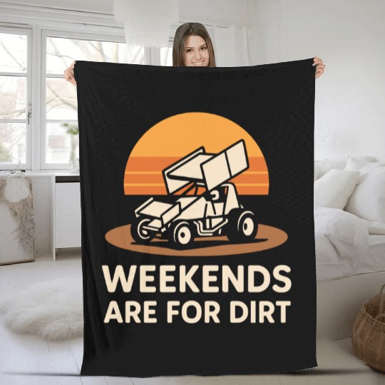 Sprint Car Racing Dirt Track Speed Oval Race Fleece Blankets