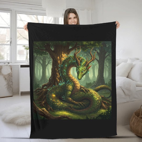 Enchanted Forest Serpent Design Fleece Blankets