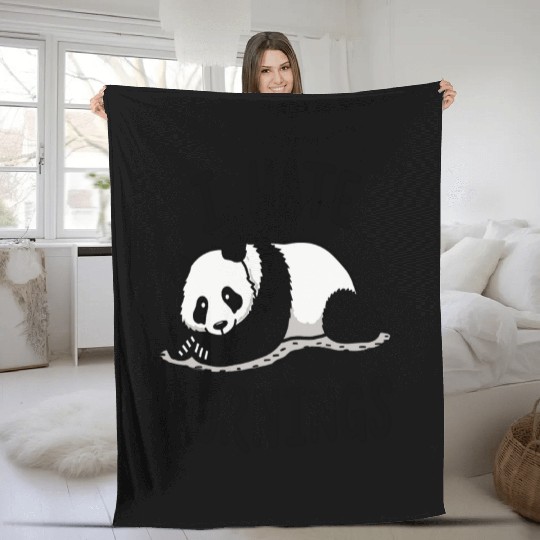 Panda I Hate Mornings Saying Fleece Blankets