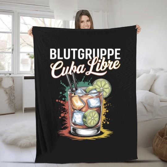 Blutgruppe Cuba Libre Cocktail Bartender Fleece Blankets