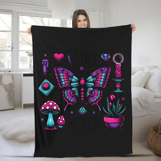 Halloween Stay Weird Fleece Blankets
