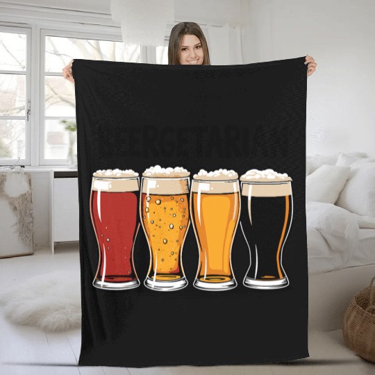 Beergetarian Funny Beer Lover Humor Pun Fleece Blankets