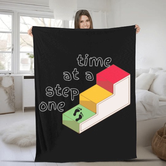 One Step at a Time – Mental Health Quote Fleece Blankets
