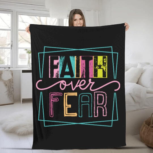 Christian Faith over Fear Fleece Blankets