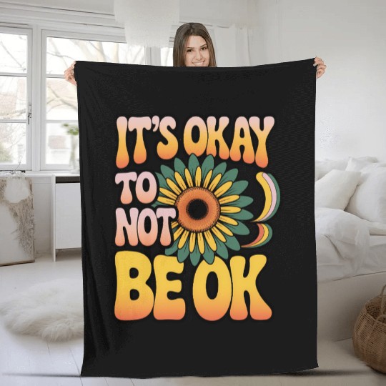 It S Okay Quote Green Ribbon Fleece Blankets
