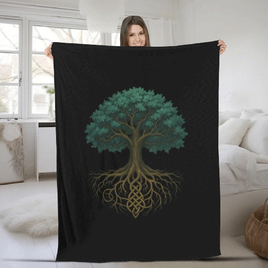 Ancient Yggdrasil Tree of Life – Celtic Forest Roo Fleece Blankets
