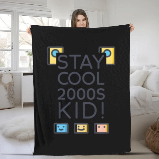 Stay Cool 2000s Kid – Y2K Retro Fleece Blankets