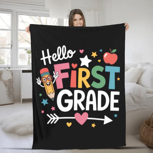 Hello 1St First Grade Back To School Students Fleece Blankets