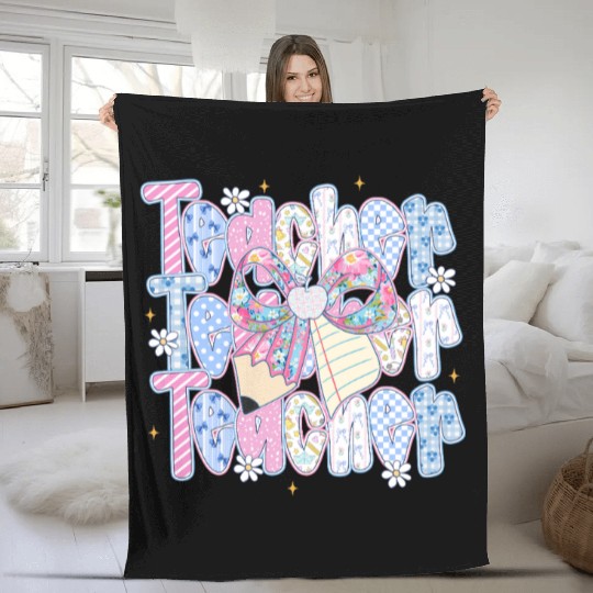Preppy Teacher Coquette Fleece Blankets