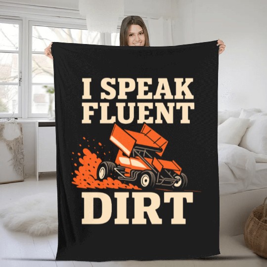 Sprint Car Racing Dirt Track Speed Oval Race Fleece Blankets