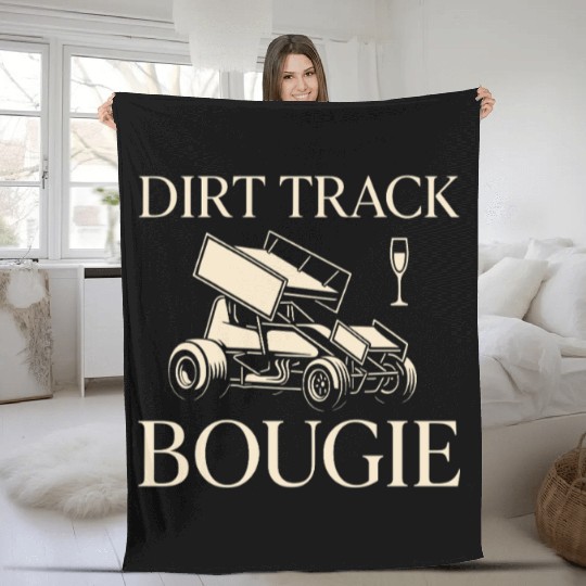Sprint Car Racing Dirt Track Speed Oval Race Fleece Blankets