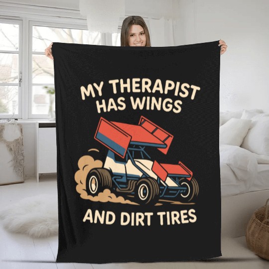 Sprint Car Racing Dirt Track Speed Oval Race Fleece Blankets