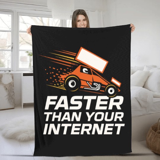 Sprint Car Racing Dirt Track Speed Oval Race Fleece Blankets